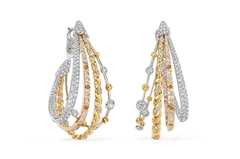 6 Top Jewelry Trends For 2024 11 jewelry trends for 2024 022124 0001 mixed metals de beers metamorphosis prelude long hoop earrings in yellow rose a