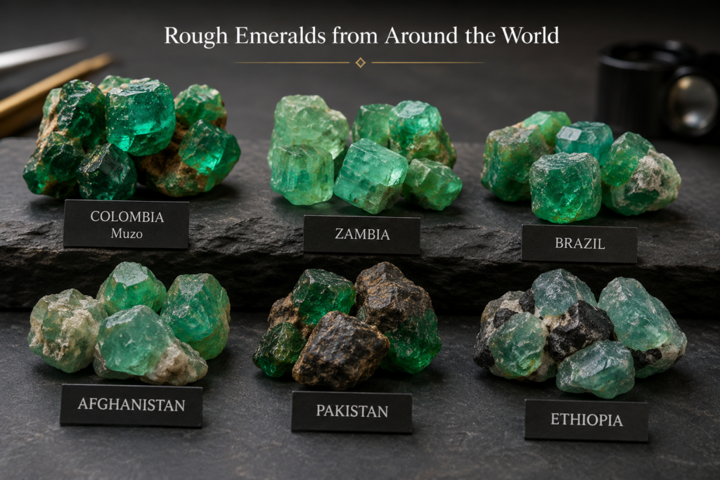 May Birthstone Guide for Retailers – Emerald 1 Display of emeralds from around the world image
