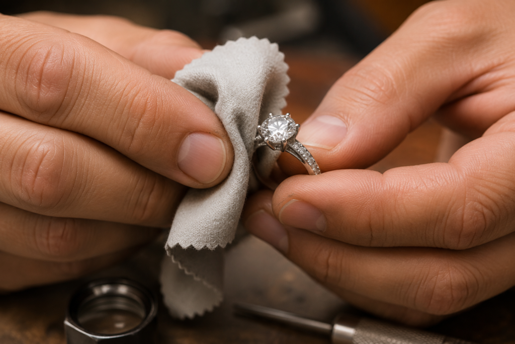 April Birthstone Guide for Retailers – Diamond 4 A jeweler polishing a diamond ring image image