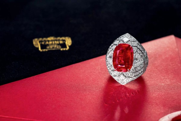Cartier Burmese ruby and diamond ring is top seller, fetching $7.3 million.
