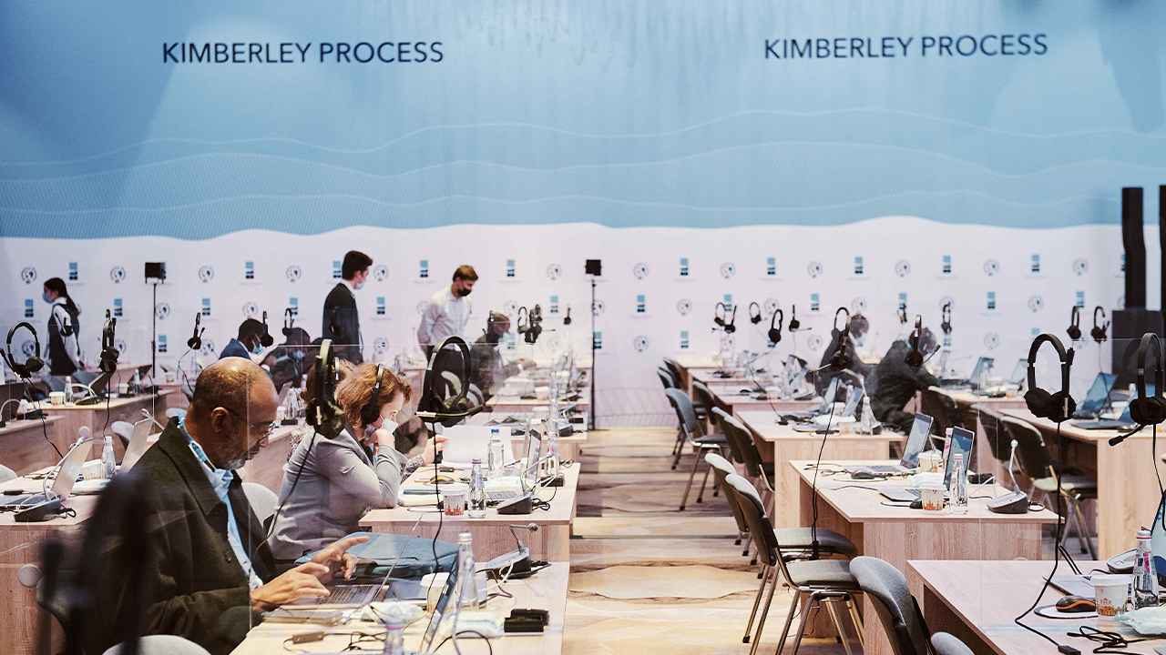Delegates at the 2021 KP plenary, which took place as a hybrid event in Russia and online. (Kimberley Process)