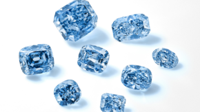 The eight De Beers blue diamonds. (Sotheby’s)