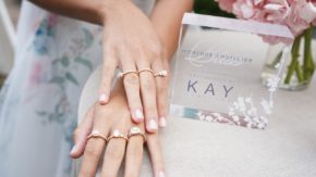 Jewelry by designer Monique Lhuillier at a Kay Jewelers launch event in October 2021. (Getty Images/Gonzalo Marroquin)
