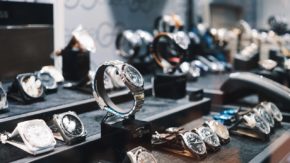 Luxury watches in store in Vittorio Emanuele II Gallery, Milan, 2018 credit Shutterstock 1280 used 012423