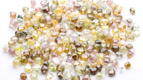 Image: Rough color diamonds in a variety of colors and shapes. (Langerman Diamonds)