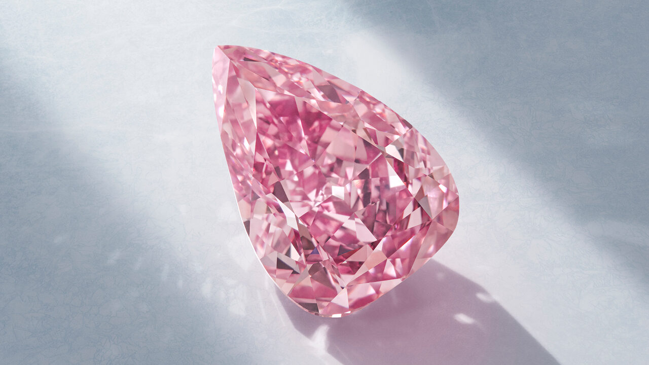 The 18.18-carat Fortune Pink diamond, which sold at Christie’s in November for $28.9 million. (Christie’s)