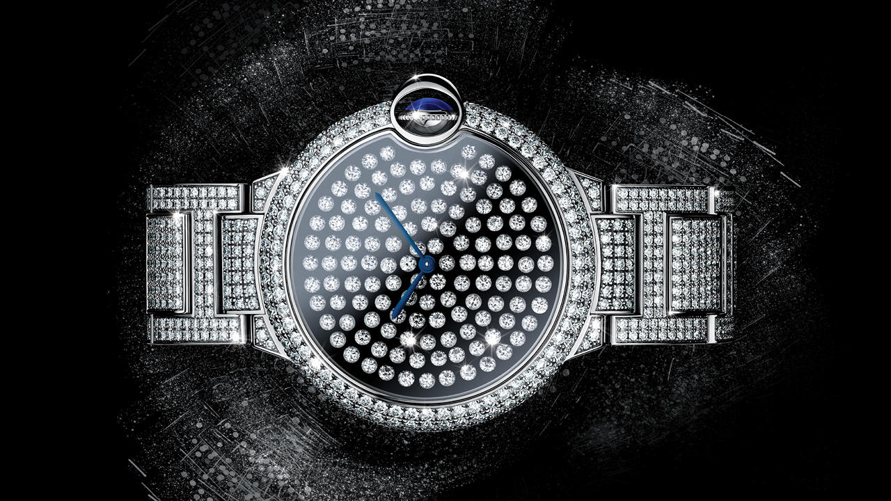 The Cartier Ballon Bleu Serti Vibrant, with diamonds set on tiny springs that move with the wearer. (Cartier )