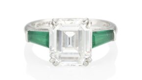 Bonhams Cartier diamond and emerald ring