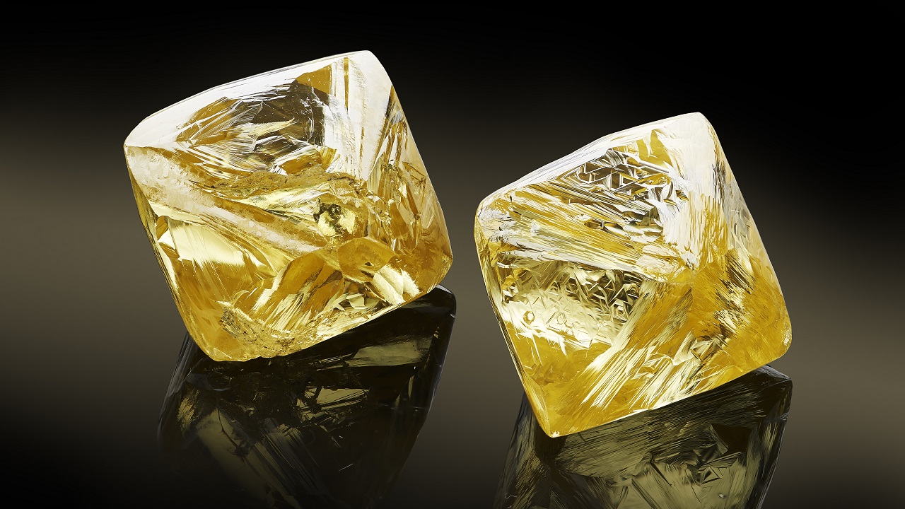 Alrosa yellow rough diamonds 1280