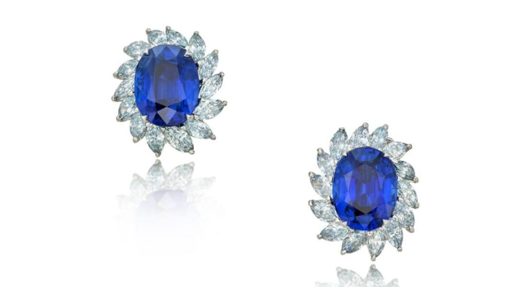 Burmese sapphire earrings with center stones image