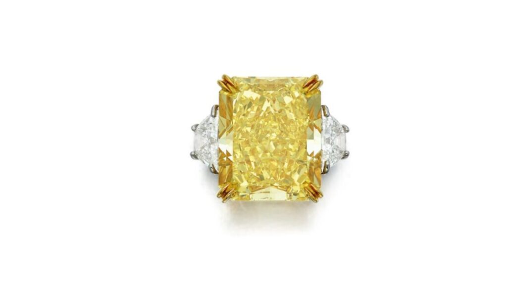 21.35-carat, fancy-vivid-yellow diamond ring image