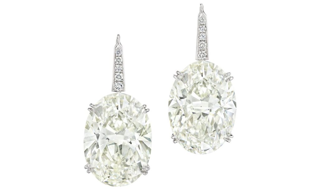 oval cut diamond earrings, Christies image