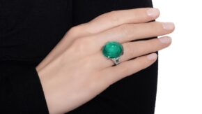 Sothebys Tiffany emerald and diamond ring image