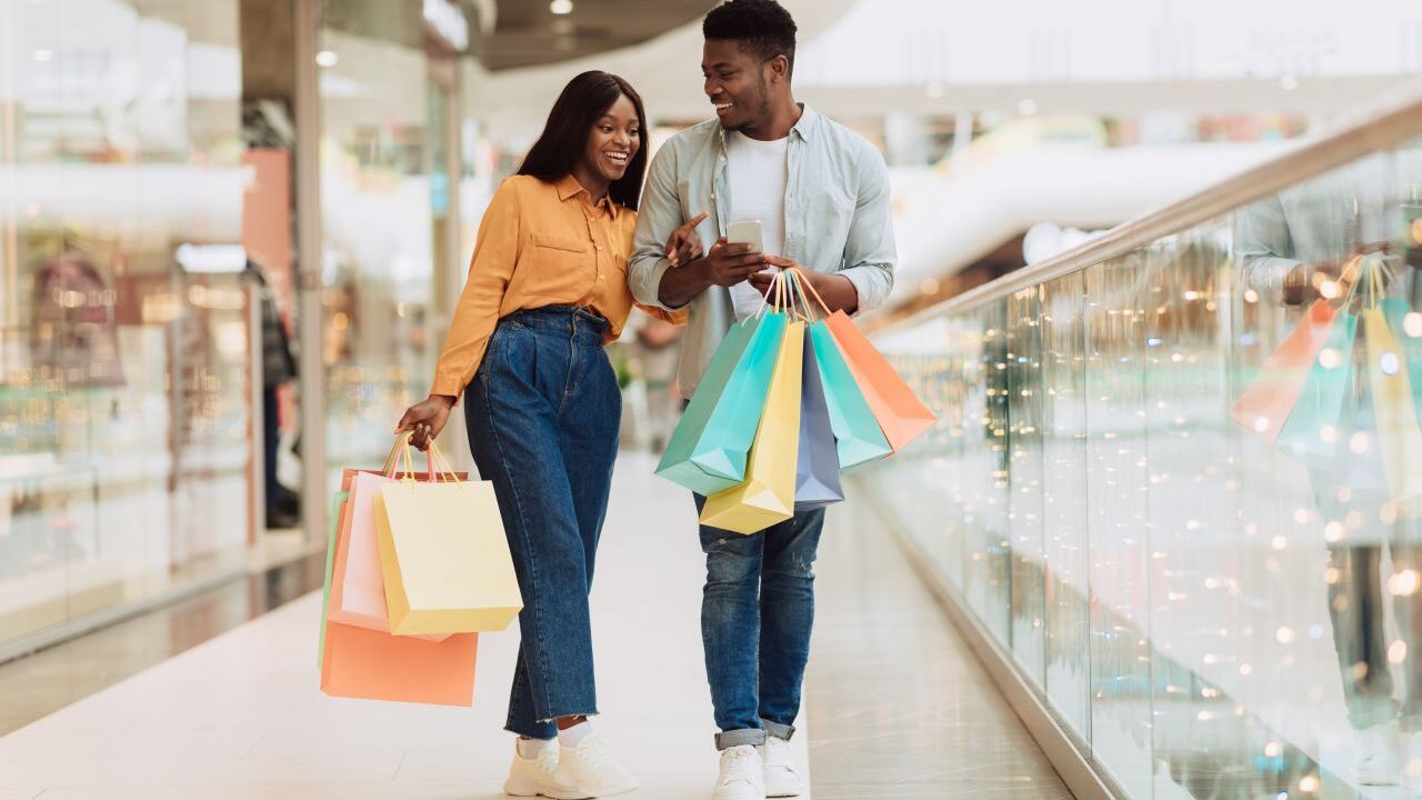 people shopping at mall image