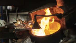 Image of metals being recycled in the refinery