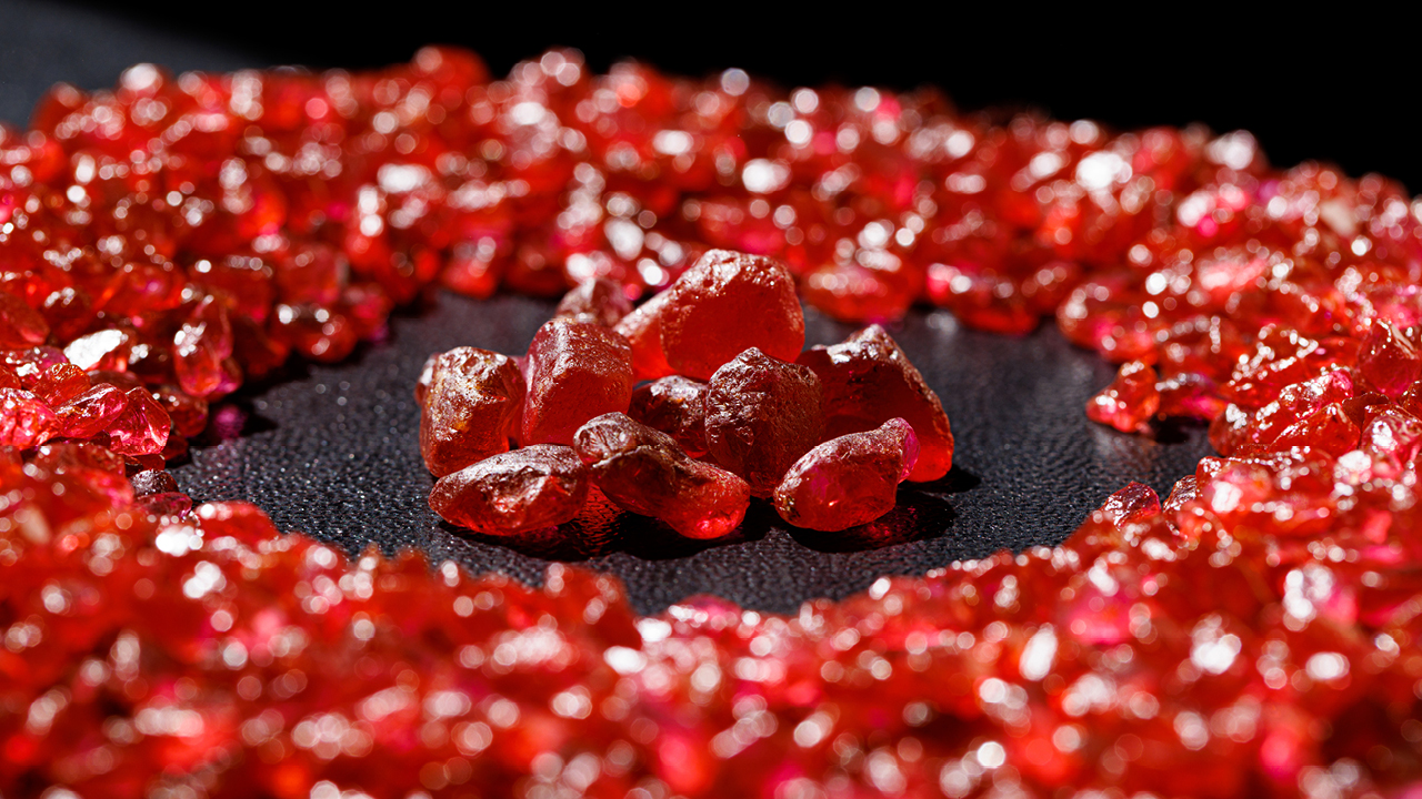 Rough rubies mined by Fura