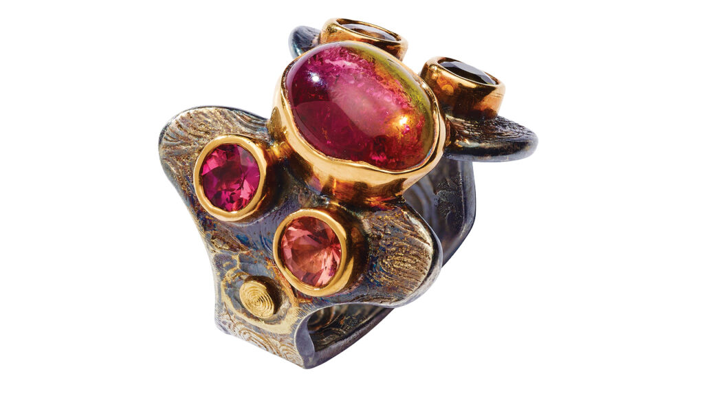 Image of watermelon tourmaline ring by Malcolm Appleby