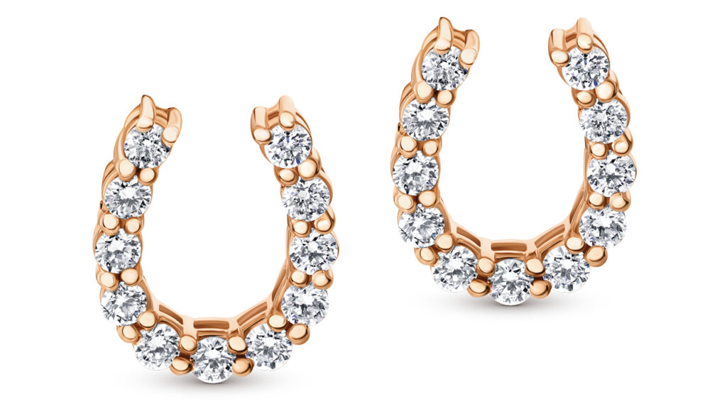 Karina Brez Horseshoe earrings with diamonds in gold image