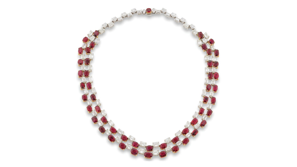 Burmese rubies and brilliant-cut diamonds necklace image