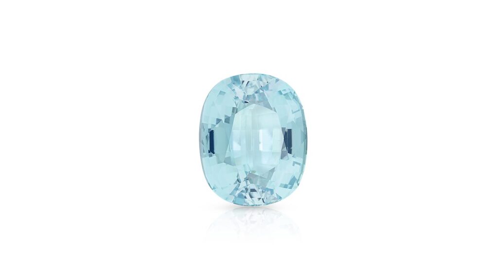 Unmounted 122.77-carat Paraiba tourmaline from Mozambique at Phillips image