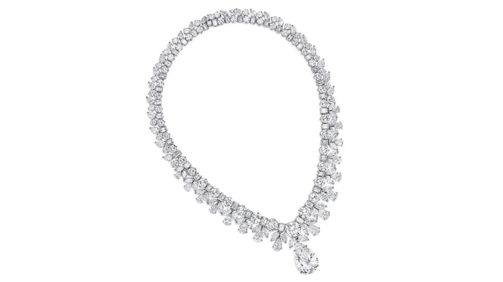 Harry Winston round, pear, emerald and marquise-shaped diamond necklace at Christie's image