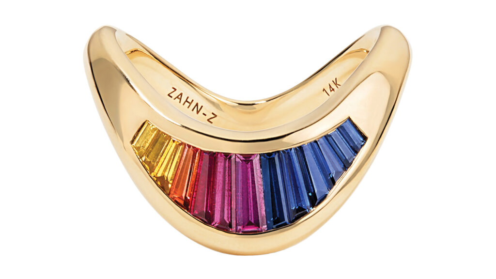 Zahn-Z Zaha ring in 14-karat gold with sapphires image