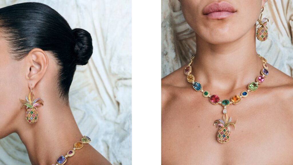 Set of Mellerio necklace and earrings featuring sapphires, tanzanites, tourmalines, morganites and citrines image