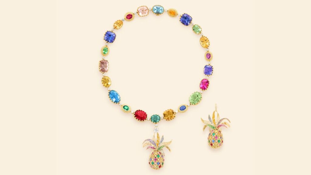Mellerio's pineapple-motif jewelry which pays homage to a tapestry at the Palace of Versailles image
