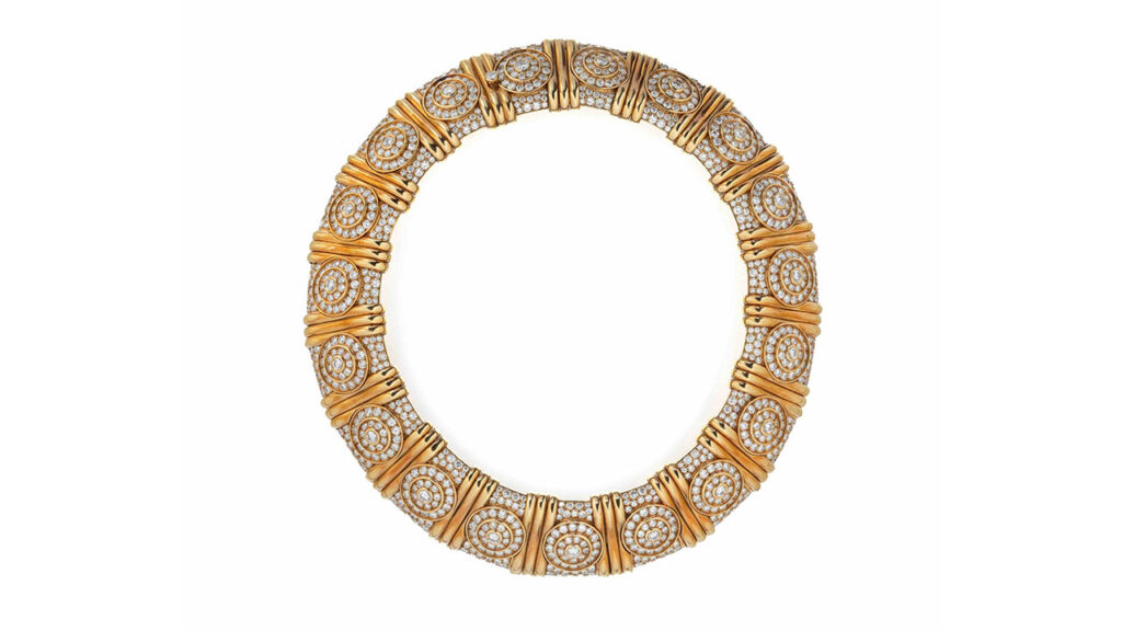 Bulgari yellow gold and diamond necklace at Freeman's | Hindman image