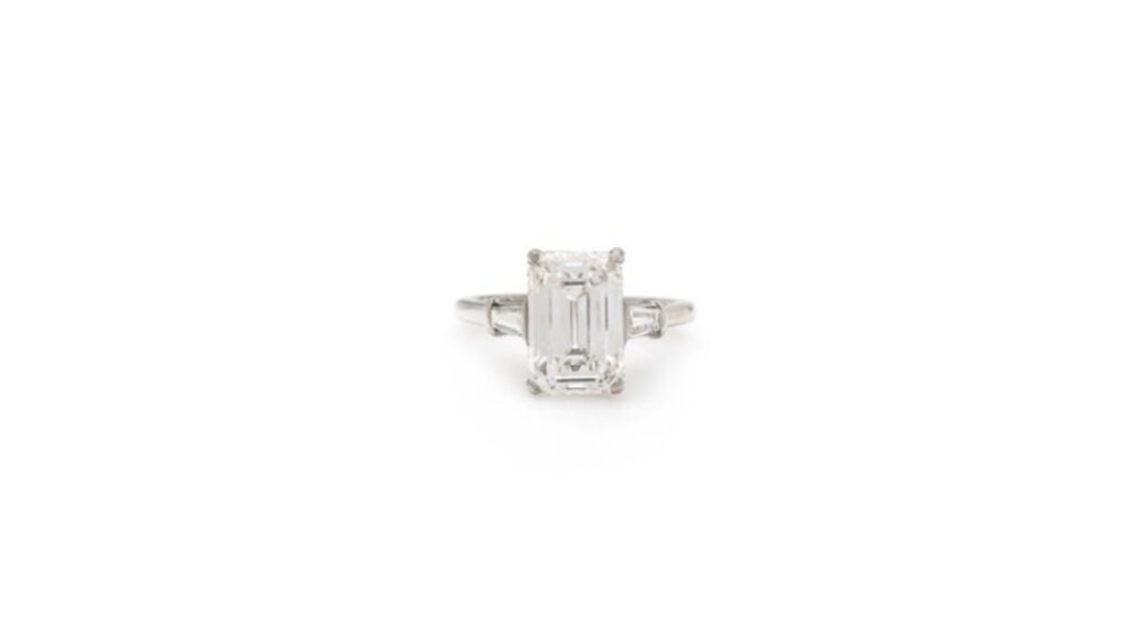 Emerald-cut diamond ring at Freeman's | Hindman image