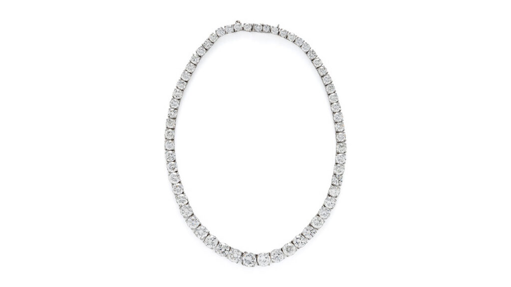 Diamond and platinum line necklace at Freeman's | Hindman image