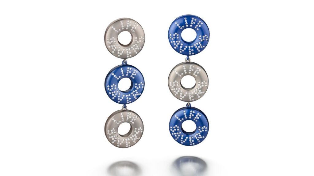 Titanium and diamond Life Savers earrings by Suzanne Syz image