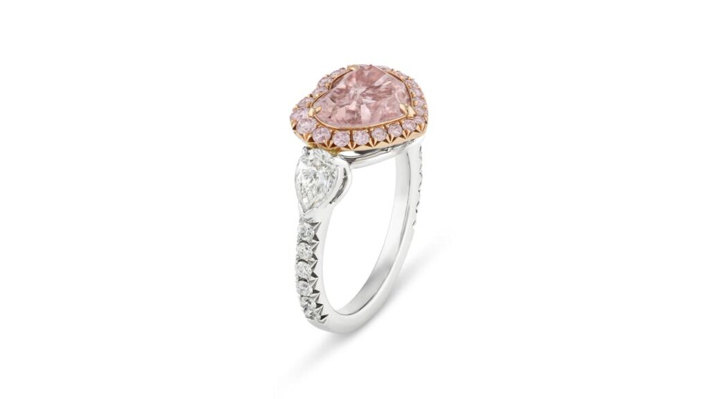 A heart modified brilliant-cut, 3.06-carat, fancy-pink, SI1 diamond ring at Christie's image