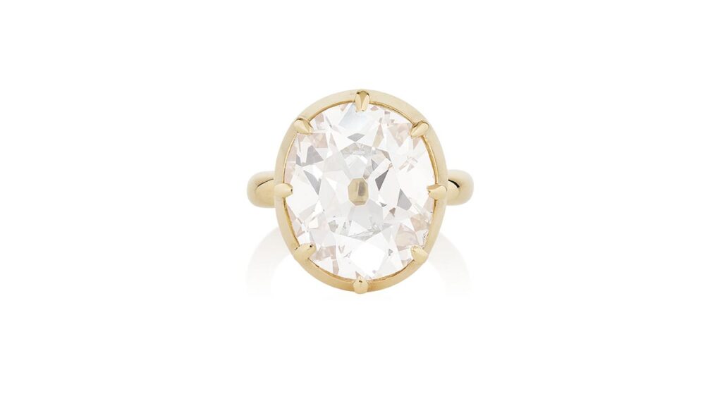 Ring, bearing an old-cut, 10.08-carat, light-brown-pink, type IIa Golconda diamond at Phillips image