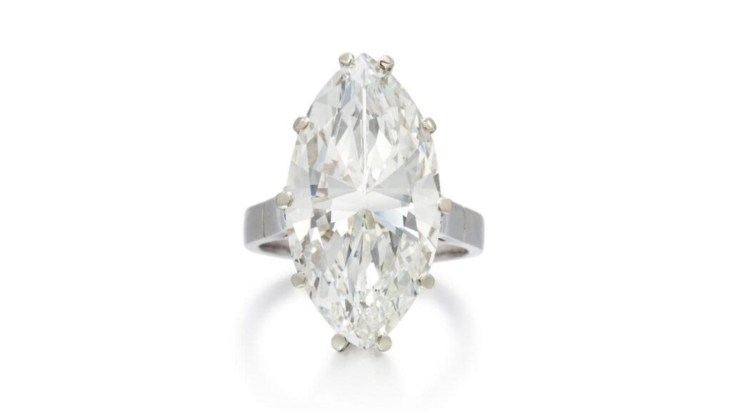 This ring features a marquise shaped, 9.49-carat, K to L, VVS2 diamond at Sotheby's image