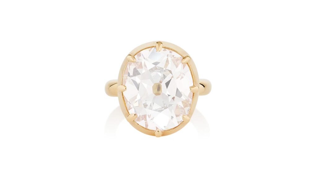 This ring features a cushion-shaped, 10.08-carat, light-pink-brown Golconda diamond at Phillips image
