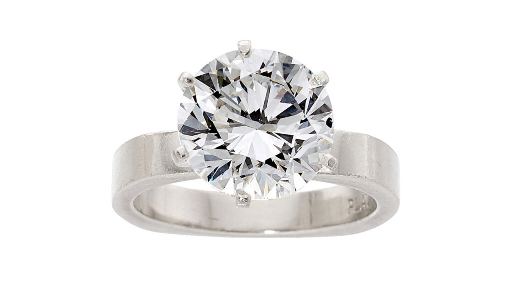 A ring with a round brilliant-cut, 4.04-carat, D, VVS1 diamond at Heritage Auctions image