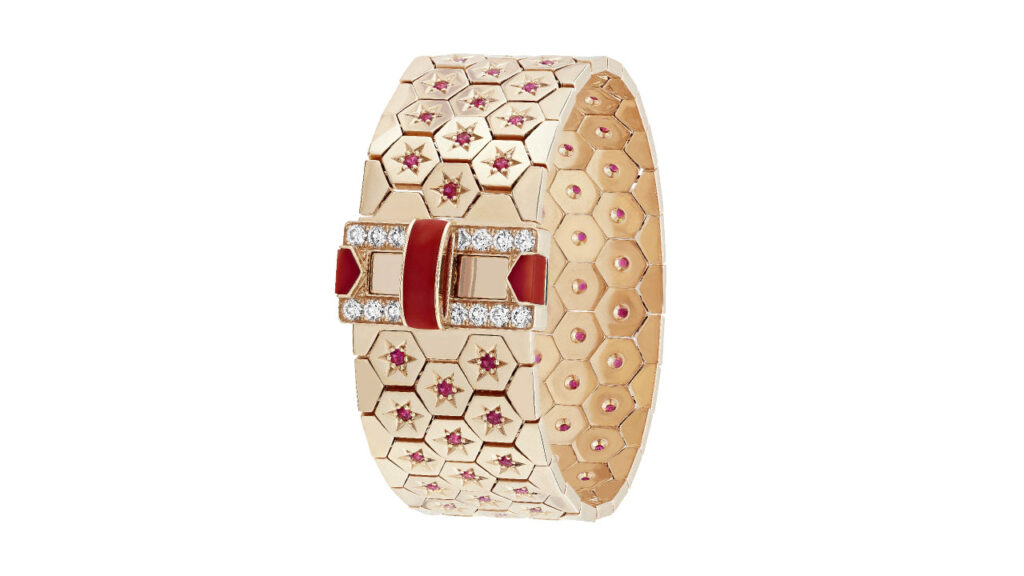 Van Cleef & Arpels bracelet in 18 karat rose gold with diamonds, coral and rubies image