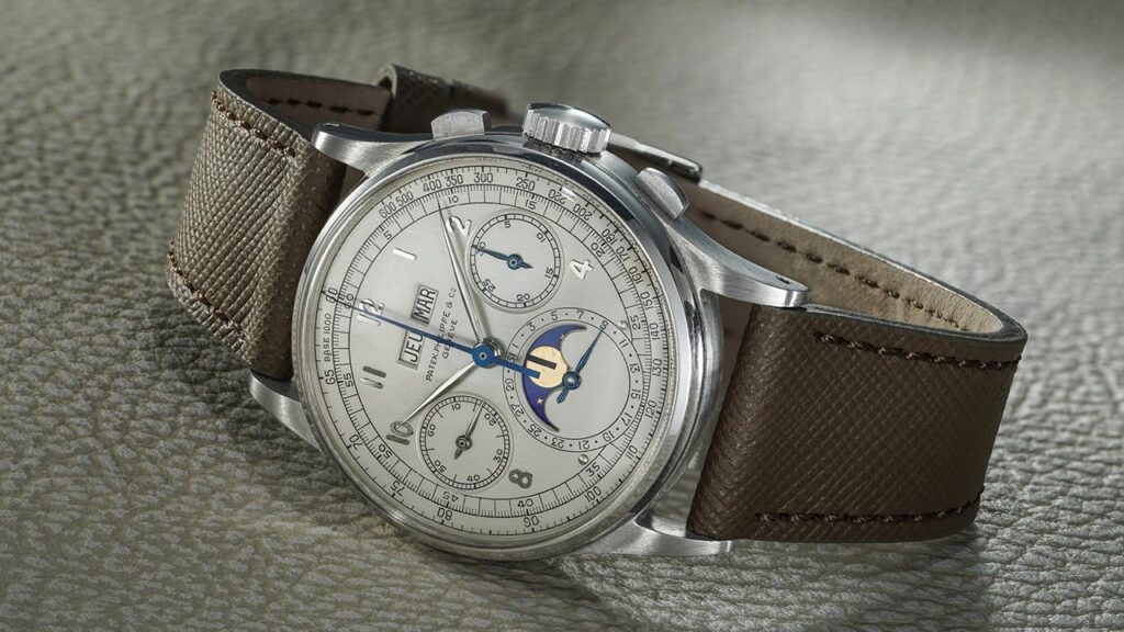 The stainless steel Patek Philippe Ref. 1518 wristwatch that led Phillips’s annual results image
