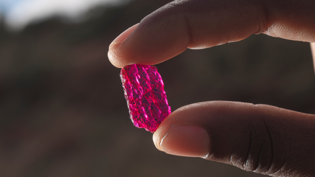 A responsibly mined rough Mozambican ruby from Montepuez Ruby Mining image