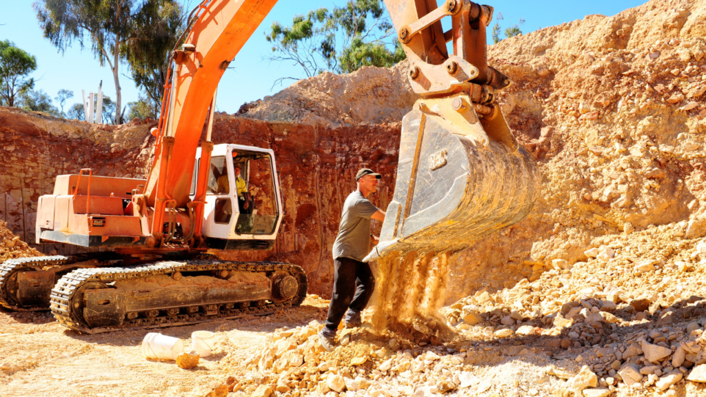 Workers at the Koroit opal field in Australia image