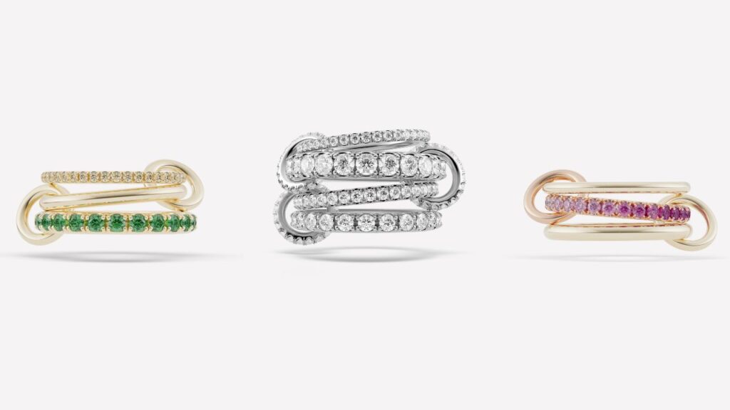 A selection of Spinelli Kilcollin Galaxy rings with diamonds and colored gemstones image