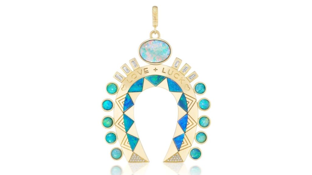 Harwell Godfrey diamond and opal Horseshoe charm in 18-karat gold image