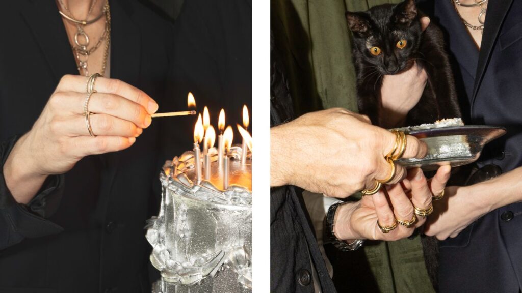 Photos from Spinelli Kilcollin’s 15th anniversary celebrations, showing ways to style its rings across multiple fingers images