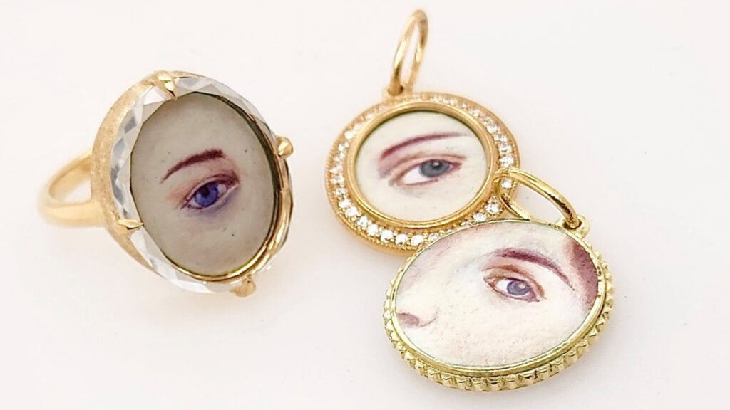 Hand-painted lover’s eyes in vitreous enamel and 18-karat gold image