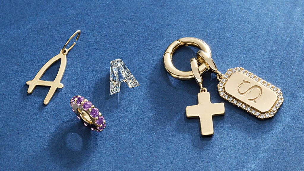 Gold, diamond and gem charms image