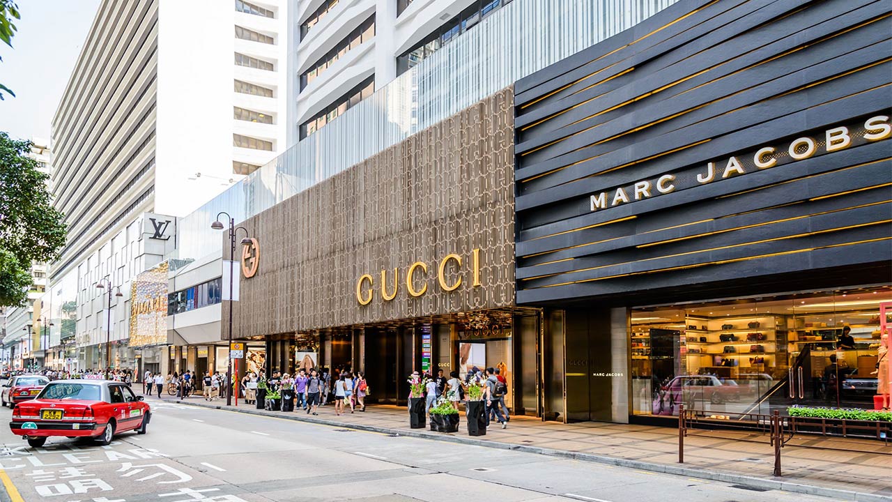 Canton road shopping district in Hong Kong image