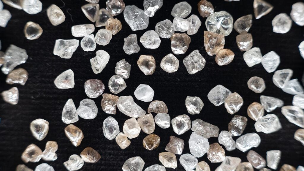 A collection of rough diamonds on display at the De Beers offices in Calgary, Canada image
