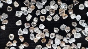 A collection of rough diamonds on display at the De Beers offices in Calgary, Canada image