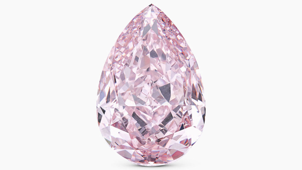 An unmounted pear modified brilliant-cut, 4.12-carat, fancy-pink, internally flawless, type IIa diamond at Sotheby's image